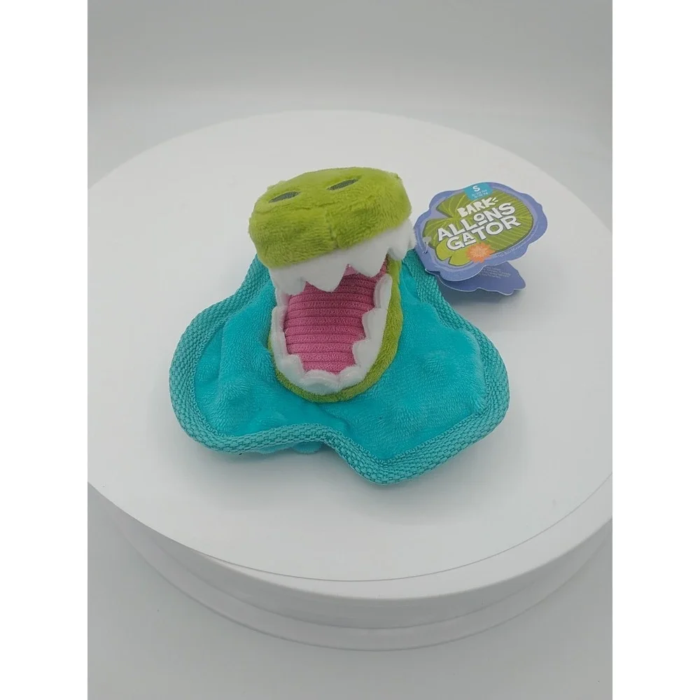 Bark Allons Gator Plush Squeaky Dog Toy Small Green Blue Alligator 213234 NEW